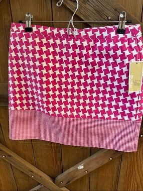 Michael Kors Hot Pink & White Houndstooth Mini Skirt